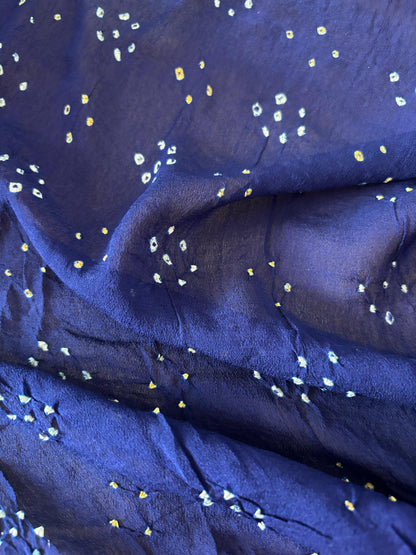 Blue Banarasi Bandhani Pure Georgette Shikargah Design Saree - Luxurion World