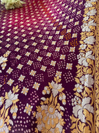 Elegant Purple And Pink Banarasi Bandhani Pure Georgette Sona Roopa Saree - Luxurion World