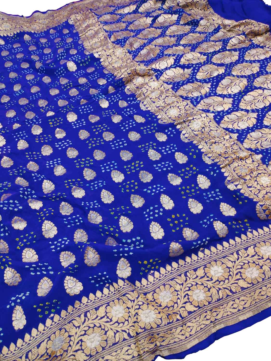 Blue Georgette Banarasi Bandhani Saree - Elegant and Traditional - Luxurion World