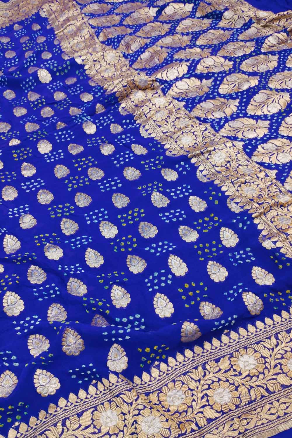 Blue Georgette Banarasi Bandhani Saree - Elegant and Traditional - Luxurion World