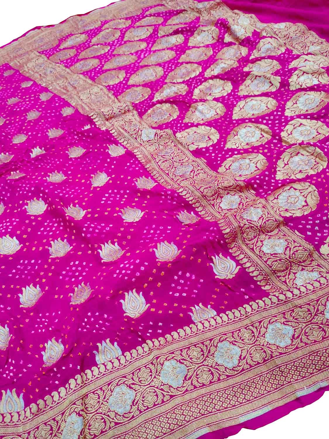 Pretty in Pink: Georgette Banarasi Bandhani Saree - Luxurion World