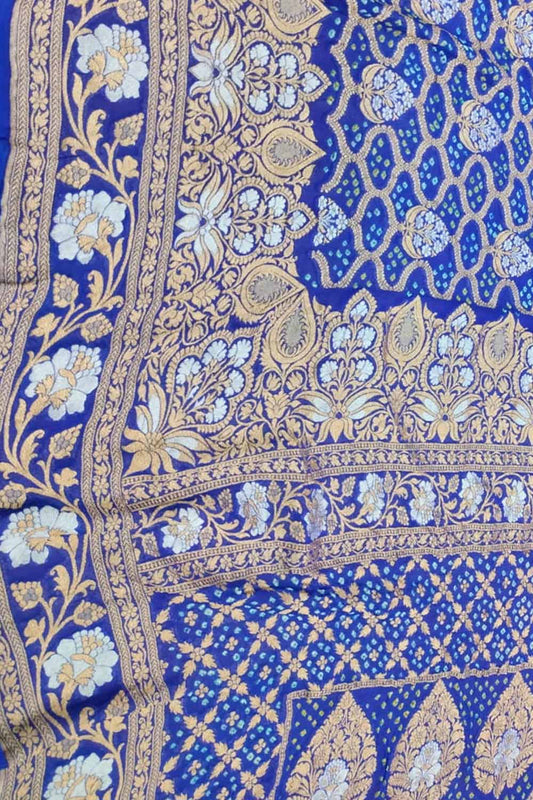Elegant Blue Georgette Banarasi Bandhani Saree - Luxurion World