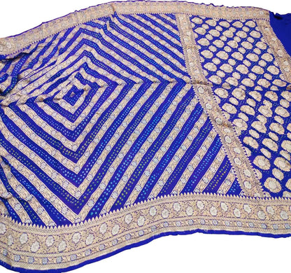 Elegant Blue Georgette Banarasi Bandhani Saree - Luxurion World