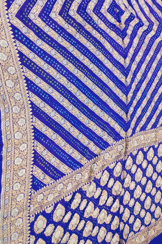 Elegant Blue Georgette Banarasi Bandhani Saree - Luxurion World