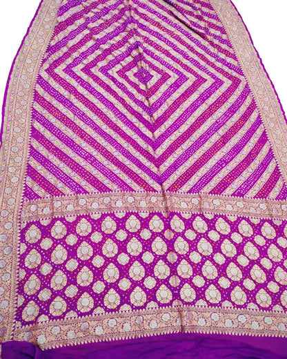 Exquisite Purple Georgette Banarasi Bandhani Saree - Luxurion World
