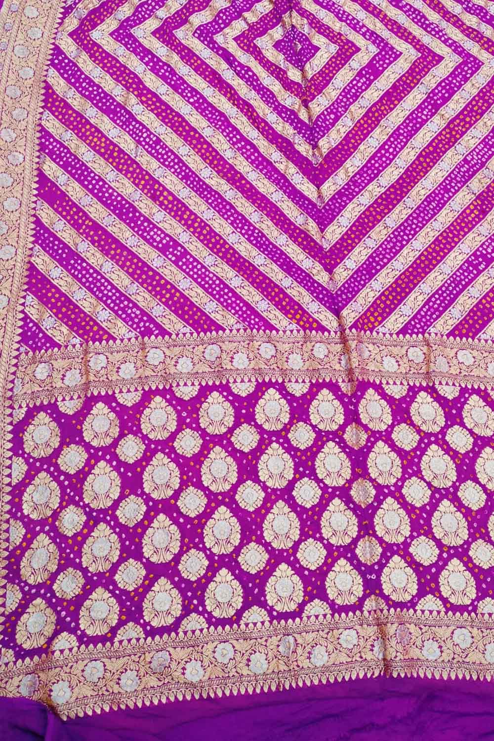 Exquisite Purple Georgette Banarasi Bandhani Saree - Luxurion World