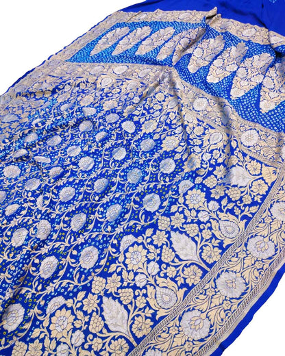 Elegant Blue Georgette Banarasi Bandhani Saree - Luxurion World