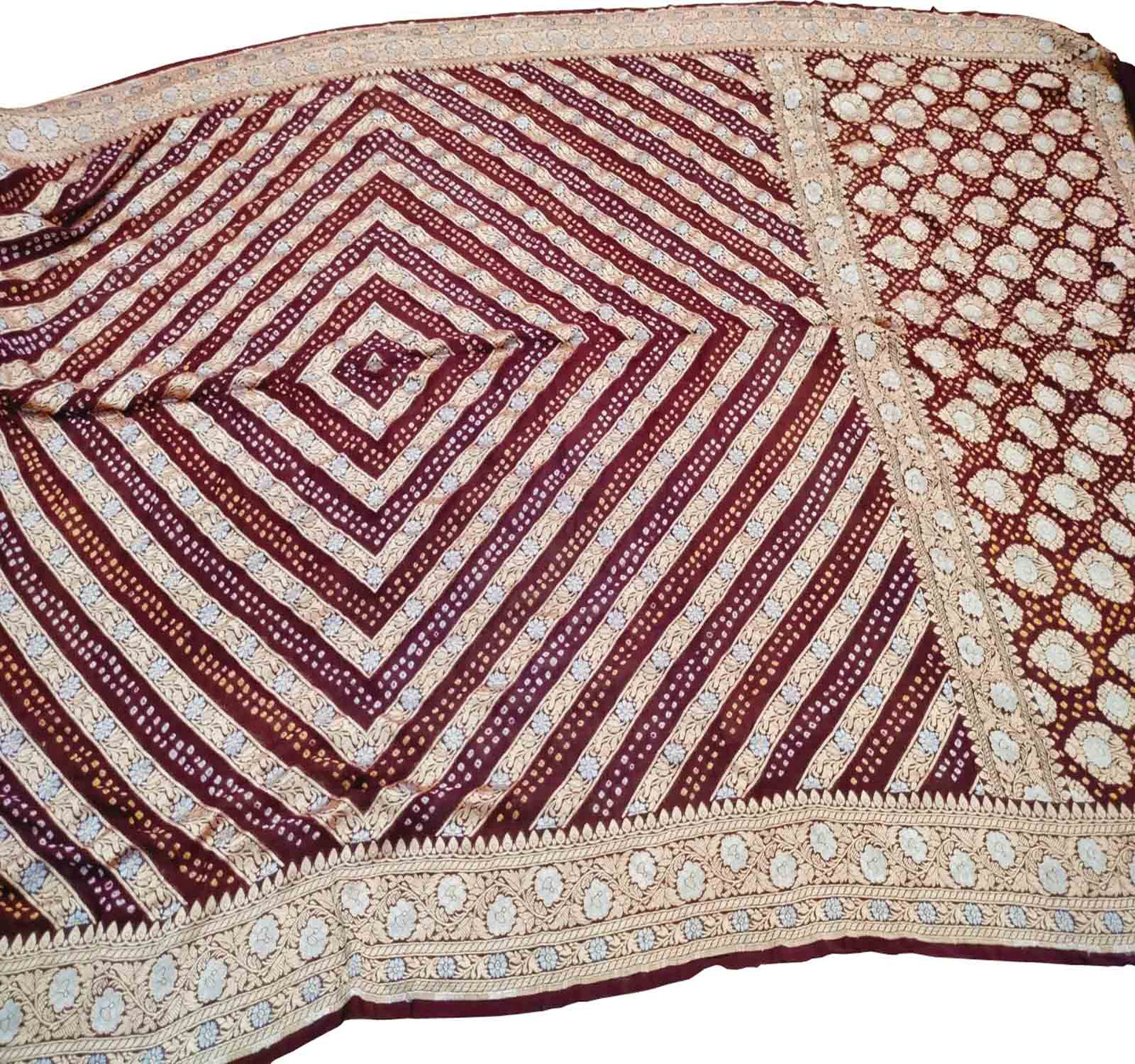 Maroon Georgette Banarasi Bandhani Saree - Luxurion World