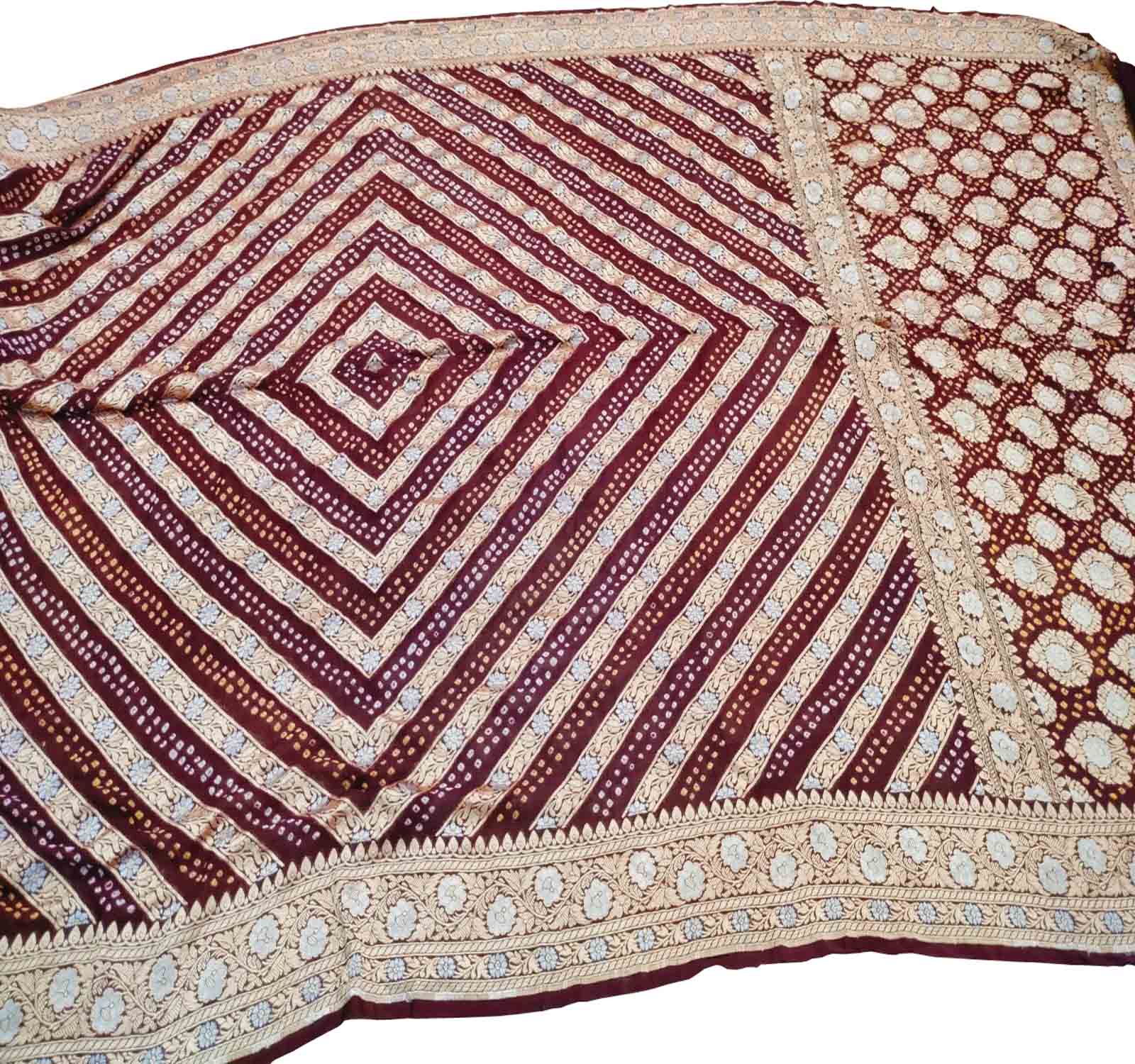 Maroon Georgette Banarasi Bandhani Saree - Luxurion World