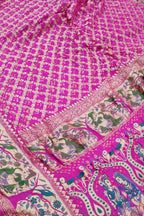 Stunning Pink Pure Georgette Banarasi Meenakari With Bandhani Work Saree - Luxurion World
