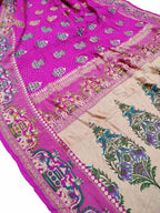 Stunning Pink Pure Georgette Banarasi Meenakari With Bandhani Work Saree - Luxurion World