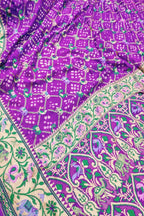 Elegant Purple Pure Georgette Banarasi Meenakari With Bandhani Work Saree - Luxurion World