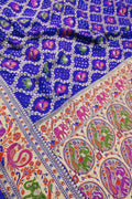 Elegant Blue Pure Georgette Banarasi Meenakari With Bandhani Work Saree - Luxurion World