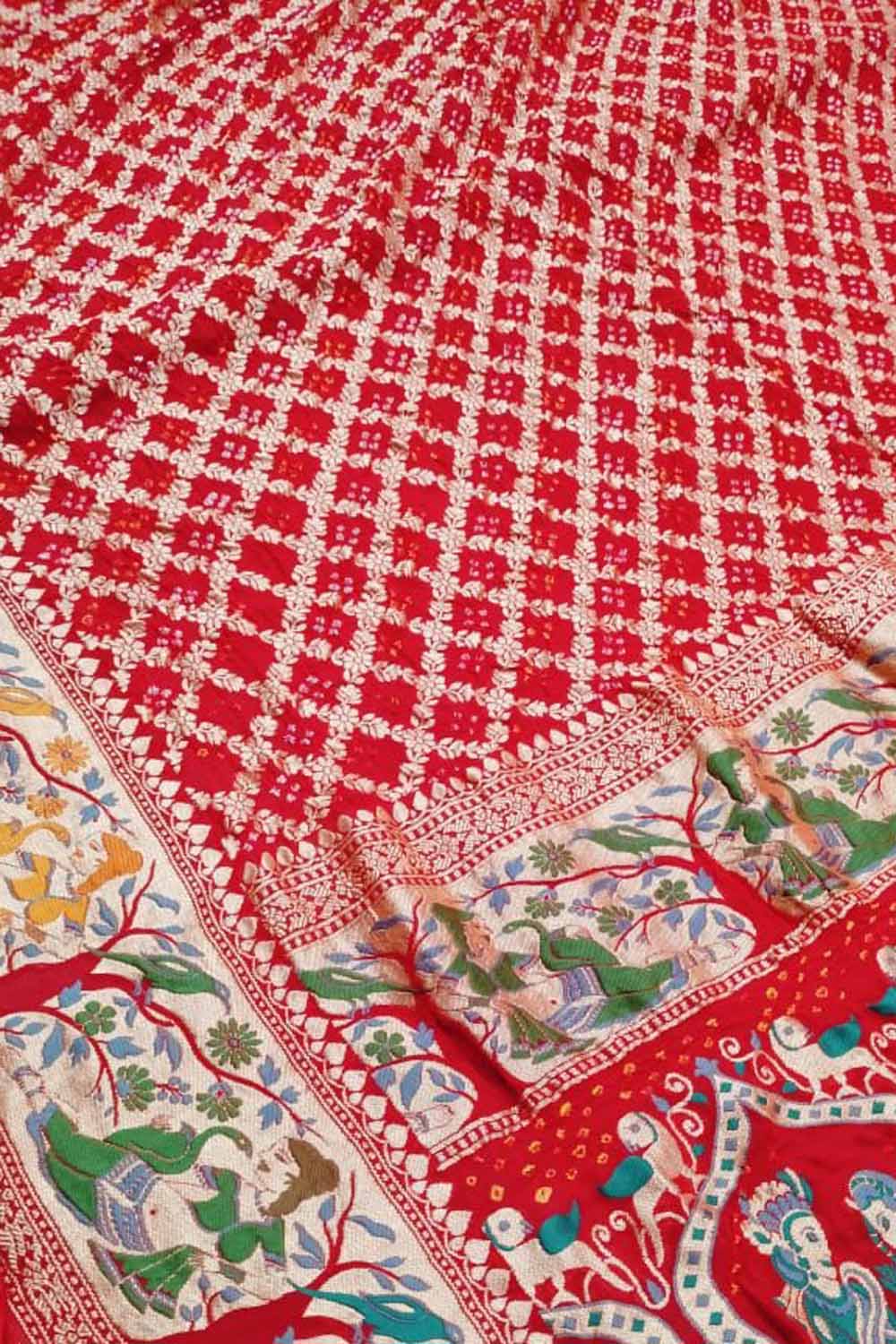 Pure Georgette Banarasi Meenakari With Bandhani Work Saree - Luxurion World