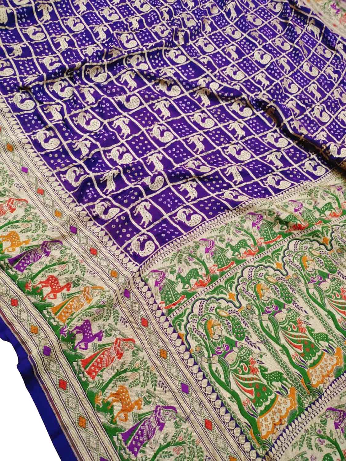 Exquisite Purple Pure Georgette Banarasi Meenakari With Bandhani Work Saree - Luxurion World