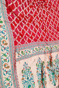 Red Bandhani Banarasi Pure Georgette Meenakari Saree - Luxurion World