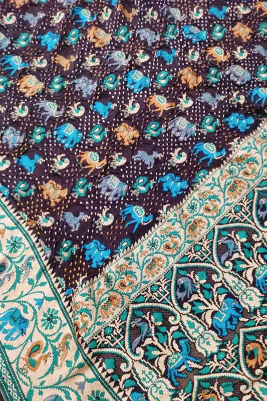 Stunning Multicolor Bandhani Banarasi Pure Georgette Meenakari Saree - Luxurion World