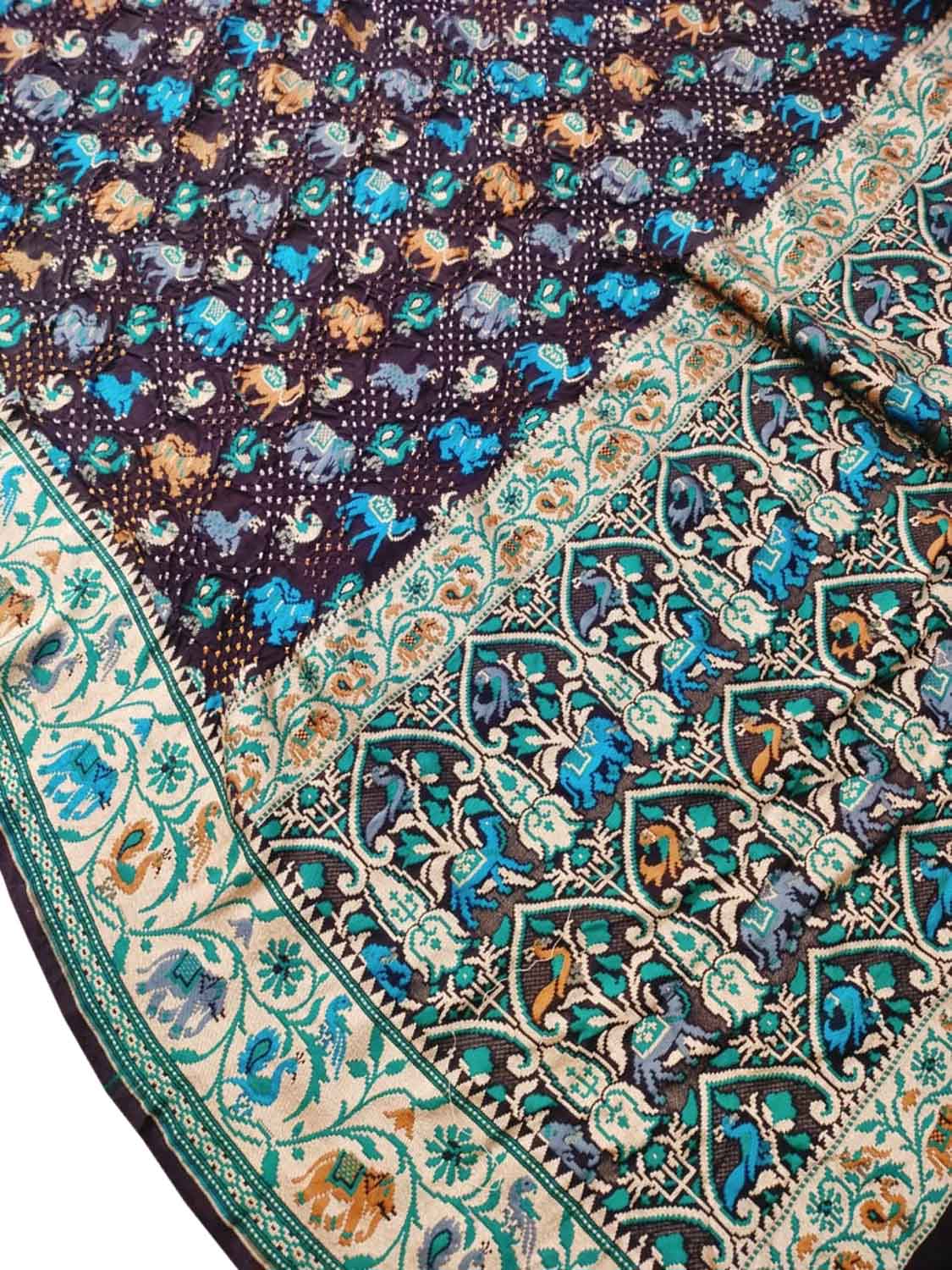 Stunning Multicolor Bandhani Banarasi Pure Georgette Meenakari Saree - Luxurion World