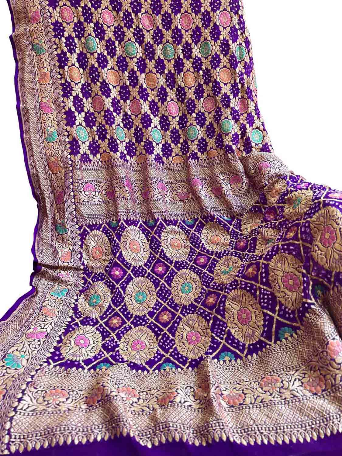 Elegant Purple Bandhani Georgette Saree - Luxurion World