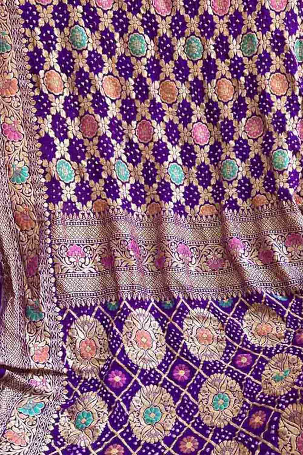 Elegant Purple Bandhani Georgette Saree - Luxurion World