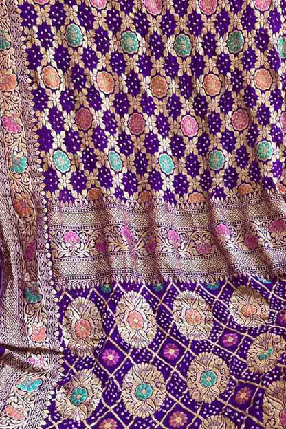 Elegant Purple Bandhani Georgette Saree - Luxurion World