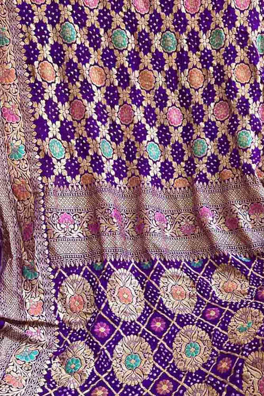 Elegant Purple Bandhani Georgette Saree - Luxurion World