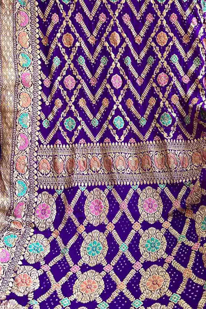 Elegant Purple Bandhani Georgette Saree - Luxurion World