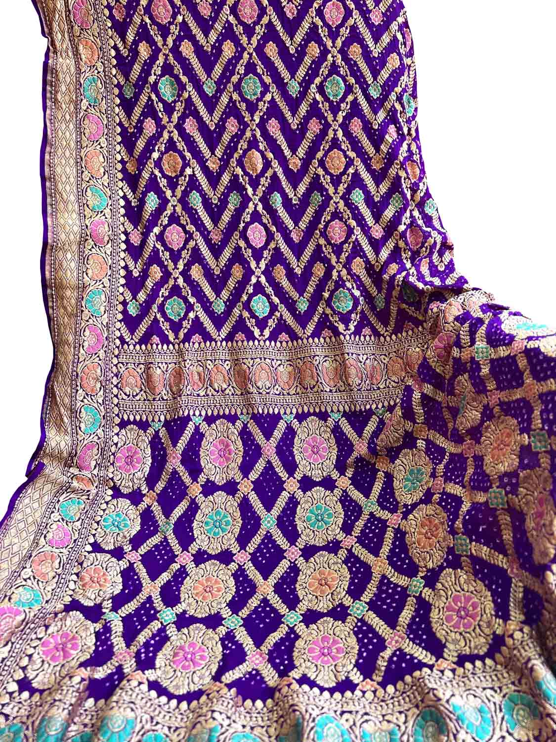Elegant Purple Bandhani Georgette Saree - Luxurion World