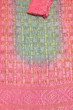Stunning Pink & Grey Bandhani Gharchola Pure Gajji Silk Saree - Luxurion World