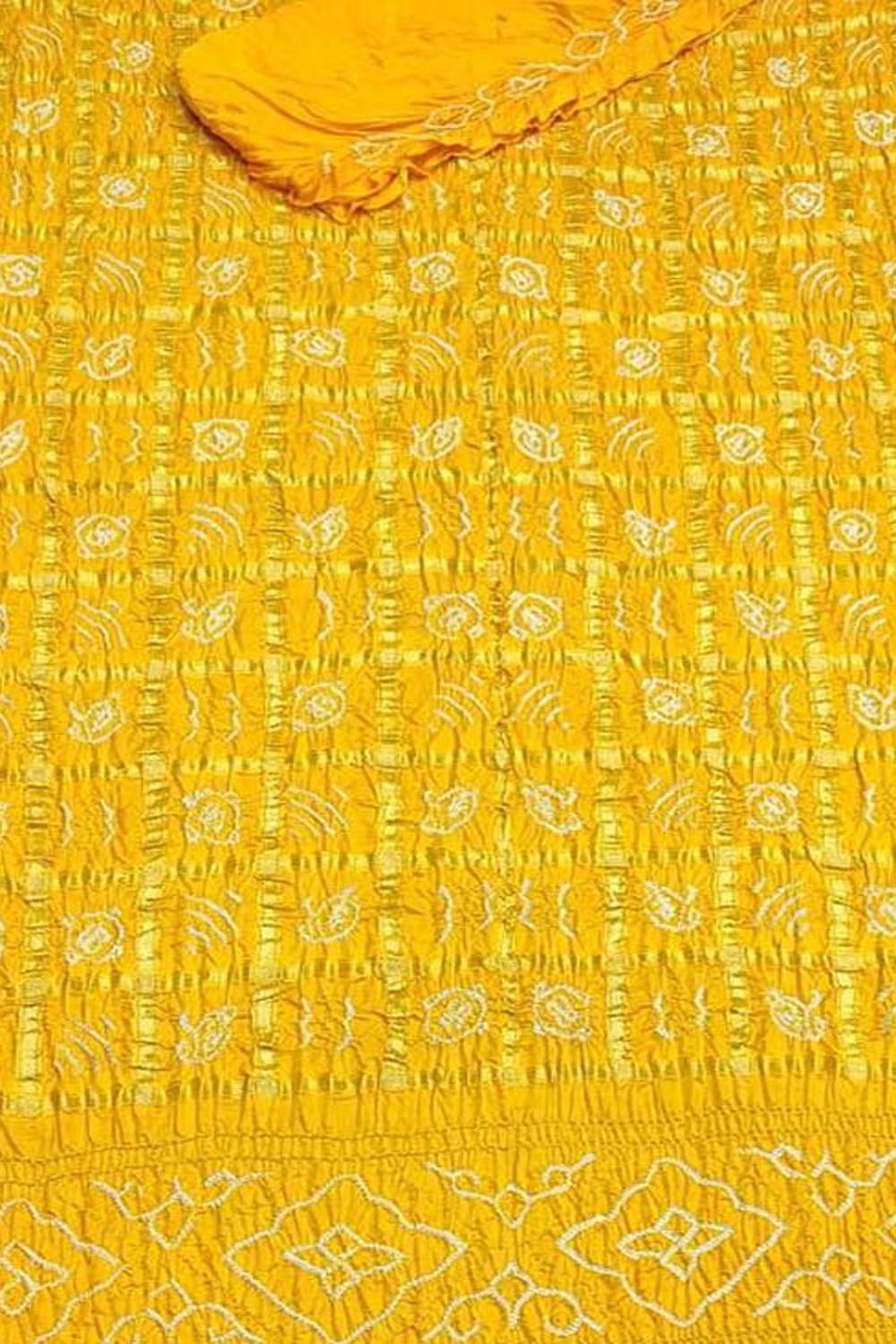 Yellow Bandhani Gharchola Pure Gajji Silk Saree - Luxurion World