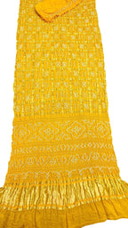 Yellow Bandhani Gharchola Pure Gajji Silk Saree - Luxurion World