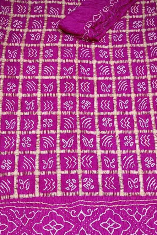Exquisite Pink Bandhani Gharchola Pure Gajji Silk Saree - Luxurion World
