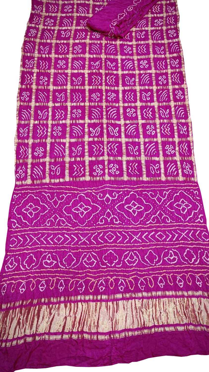 Exquisite Pink Bandhani Gharchola Pure Gajji Silk Saree - Luxurion World