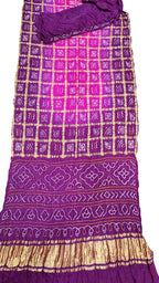 Elegant Purple Bandhani Gharchola Pure Gajji Silk Saree - Luxurion World
