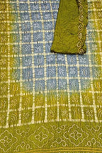 Stunning Green & Grey Bandhani Gharchola Pure Gajji Silk Saree - Luxurion World