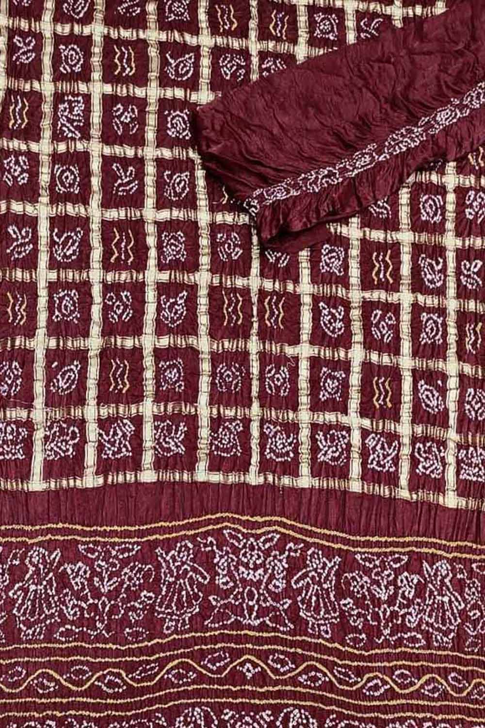 Elegant Maroon Bandhani Gharchola Pure Gajji Silk Saree - Luxurion World