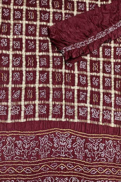 Elegant Maroon Bandhani Gharchola Pure Gajji Silk Saree - Luxurion World