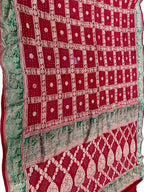Pure Elegance: Red Banarasi Bandhani Georgette Saree - A Stunning Masterpiece - Luxurion World