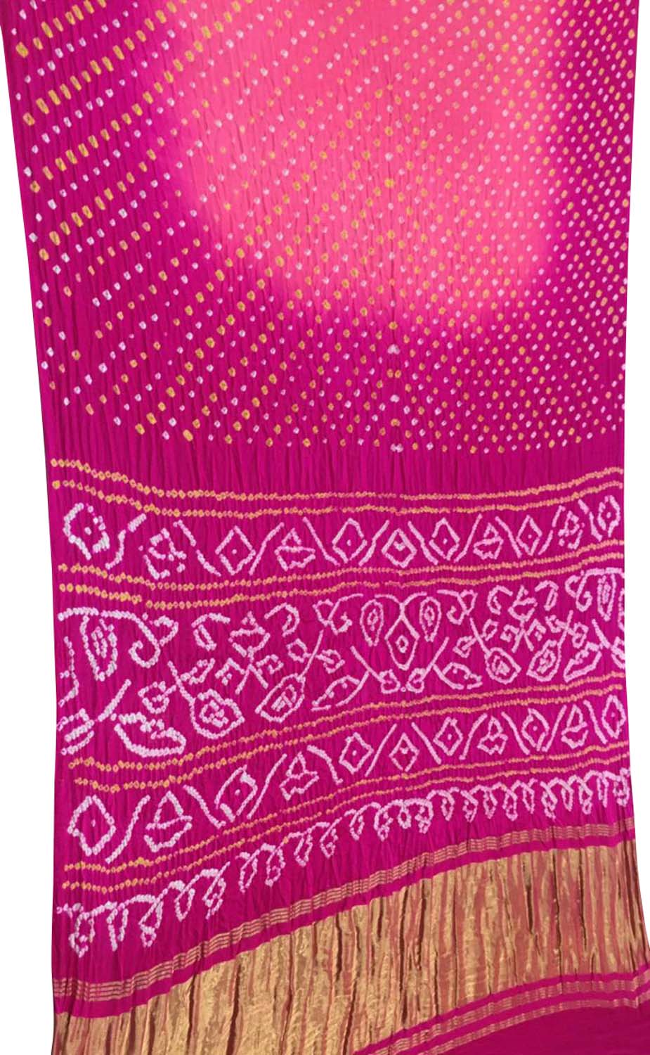 Pink Bandhani Pure Gajji Silk Saree - Luxurion World