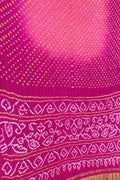 Pink Bandhani Pure Gajji Silk Saree - Luxurion World