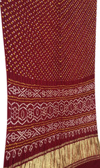 Maroon Bandhani Pure Gajji Silk Saree - Luxurion World