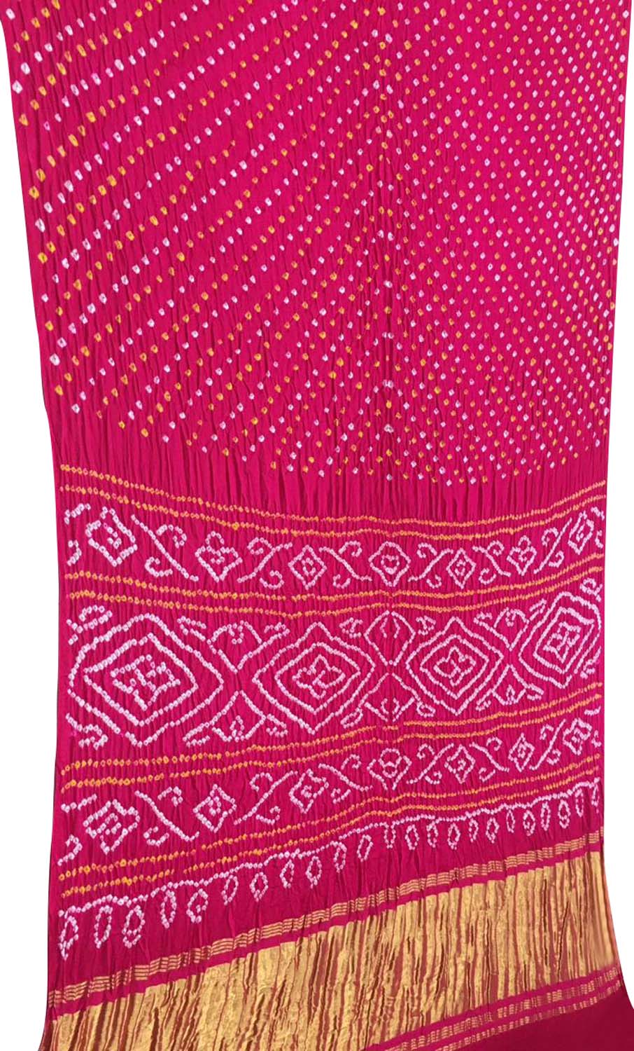 Pink Bandhani Pure Gajji Silk Saree - Luxurion World