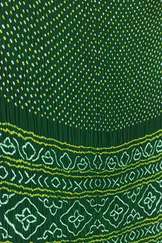 Green Bandhani Pure Gajji Silk Saree - Luxurion World