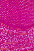 Pink Bandhani Pure Gajji Silk Saree - Luxurion World