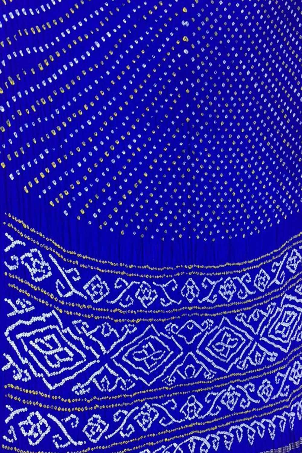 Blue Bandhani Pure Gajji Silk Saree - Luxurion World