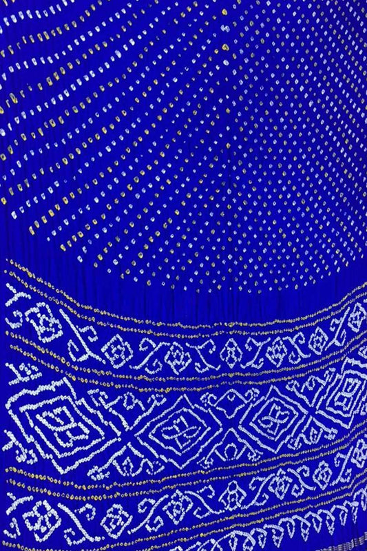 Blue Bandhani Pure Gajji Silk Saree - Luxurion World