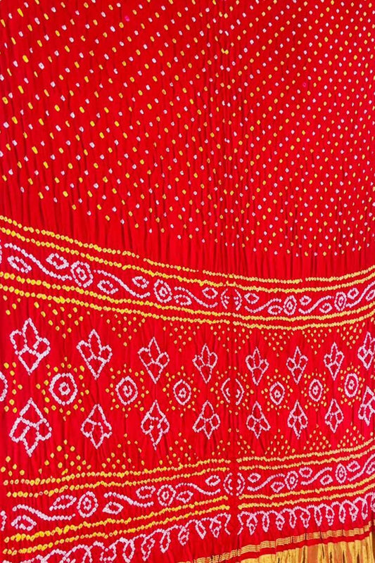 Red Bandhani Pure Gajji Silk Saree