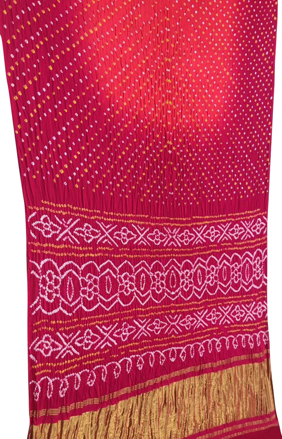 Pink Bandhani Pure Gajji Silk Saree - Luxurion World