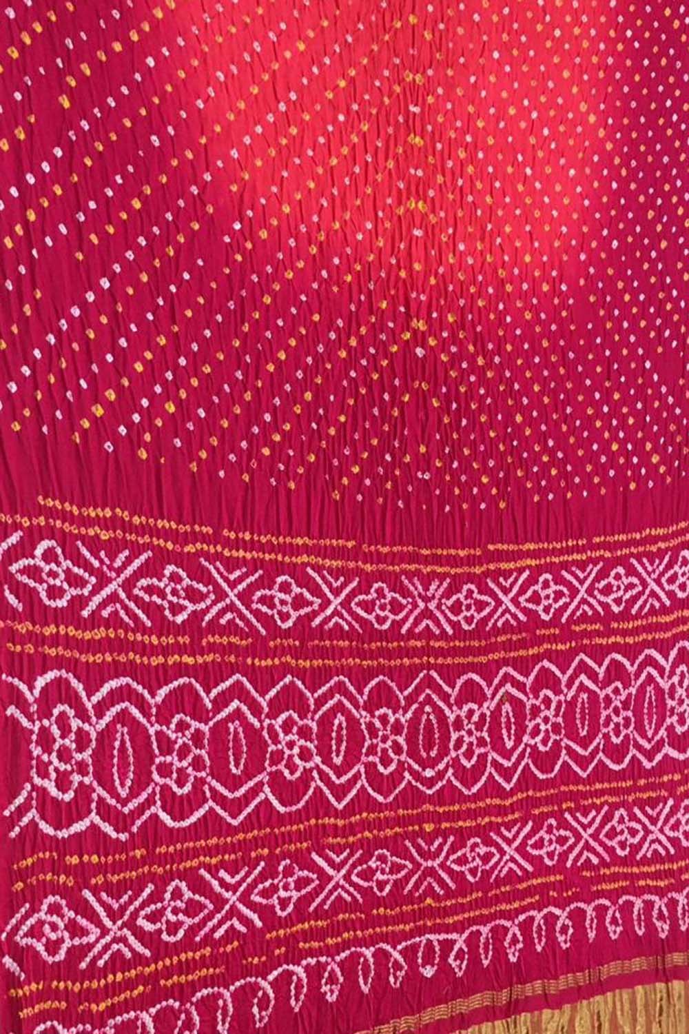 Pink Bandhani Pure Gajji Silk Saree - Luxurion World