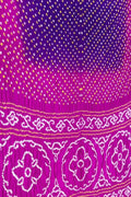 Purple And Pink Bandhani Pure Gajji Silk Saree - Luxurion World